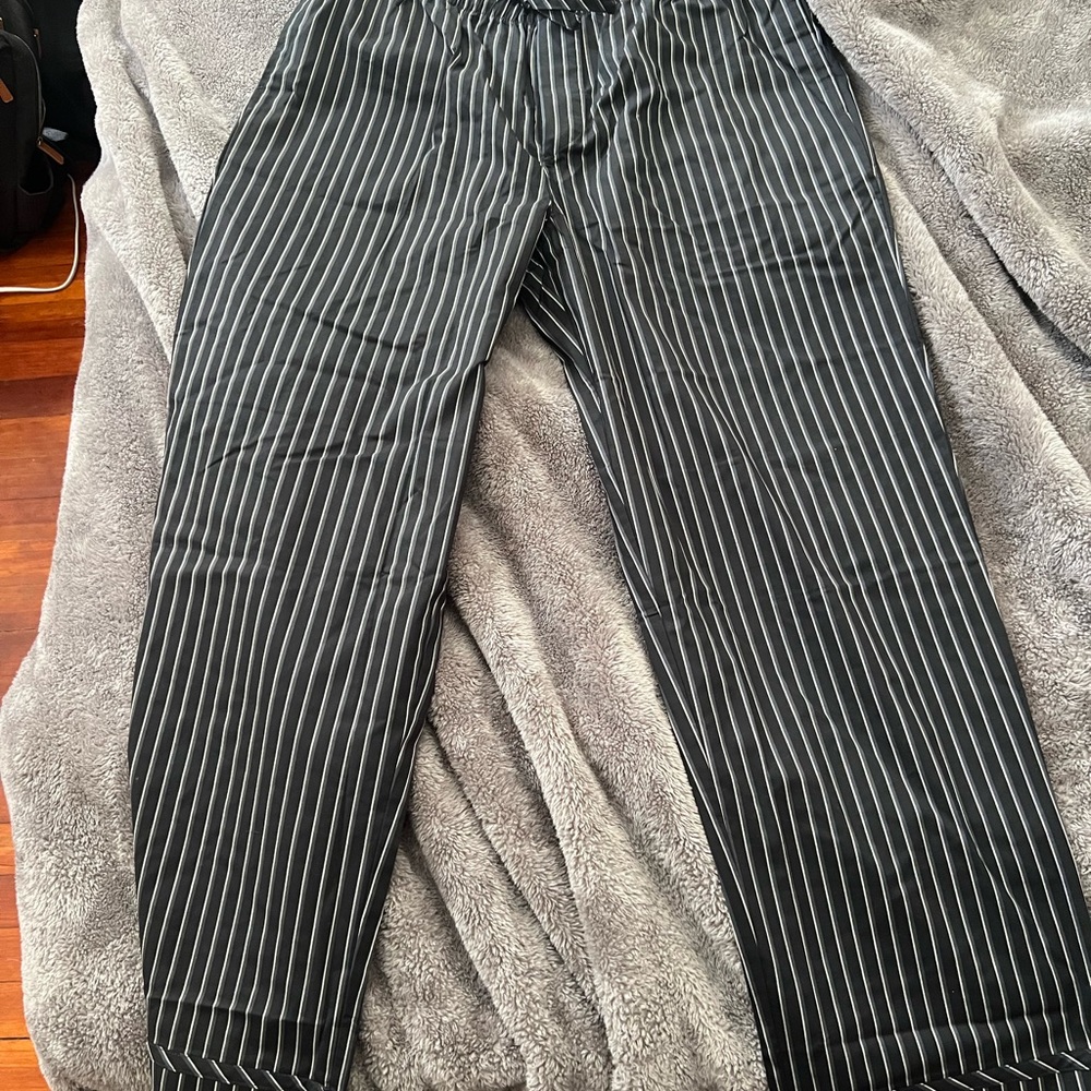 Lands' End Men's Black and White Striped Pajama Set - Picture 3 of 5